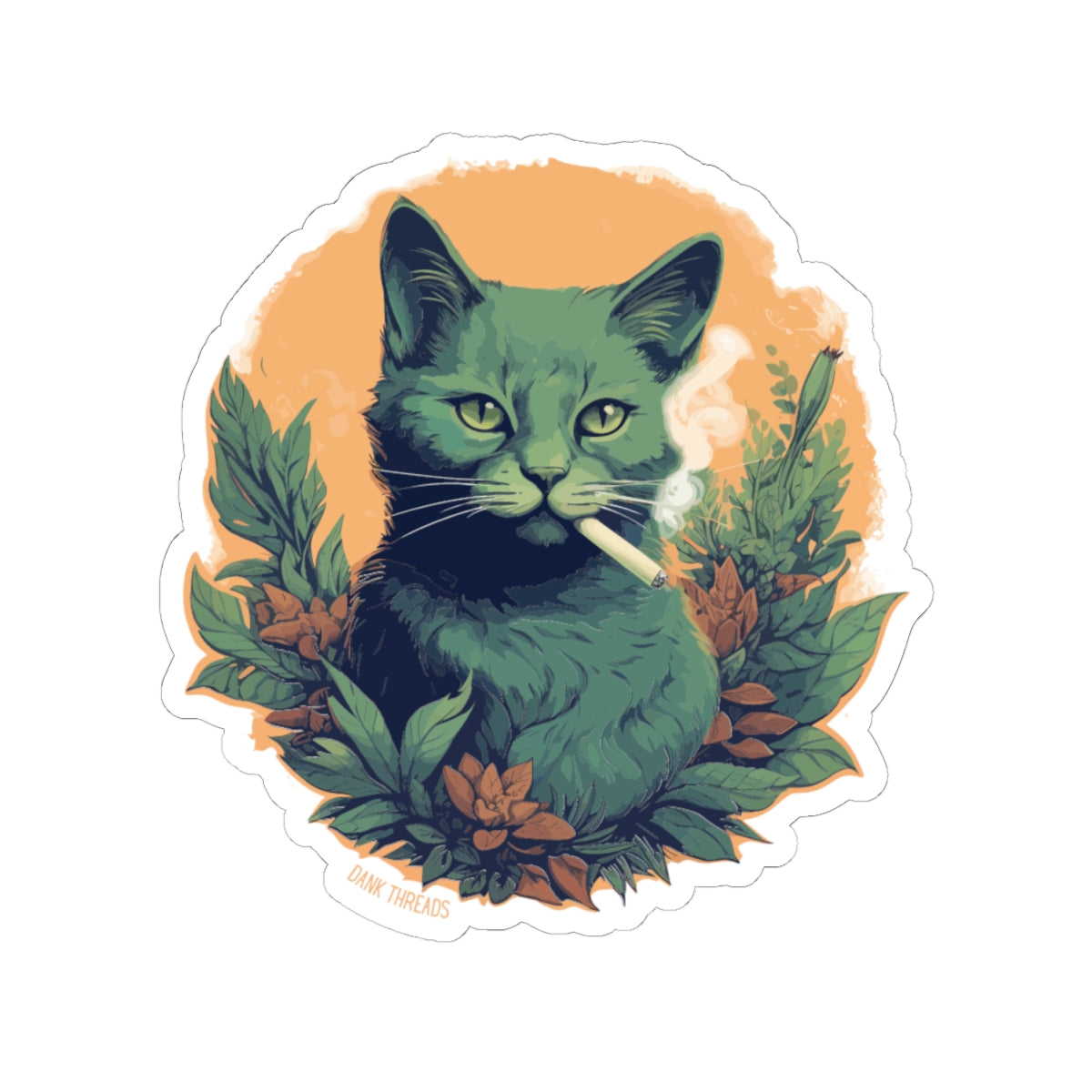 Vintage Floral Cat Smoking Weed Sticker
