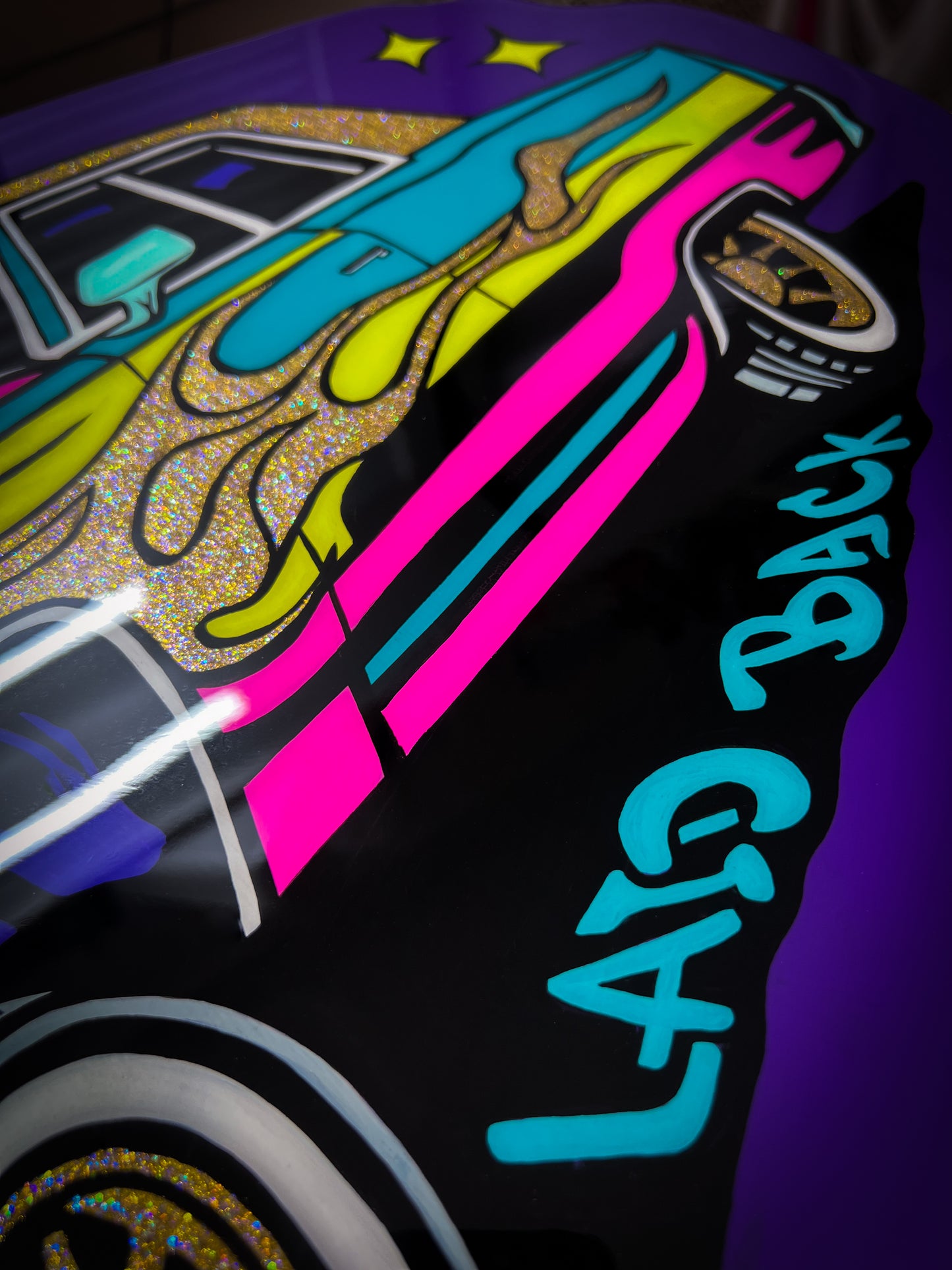 “Laid Back” 90’s Lowrider Table / Wall Art – Hand-Painted Functional Art