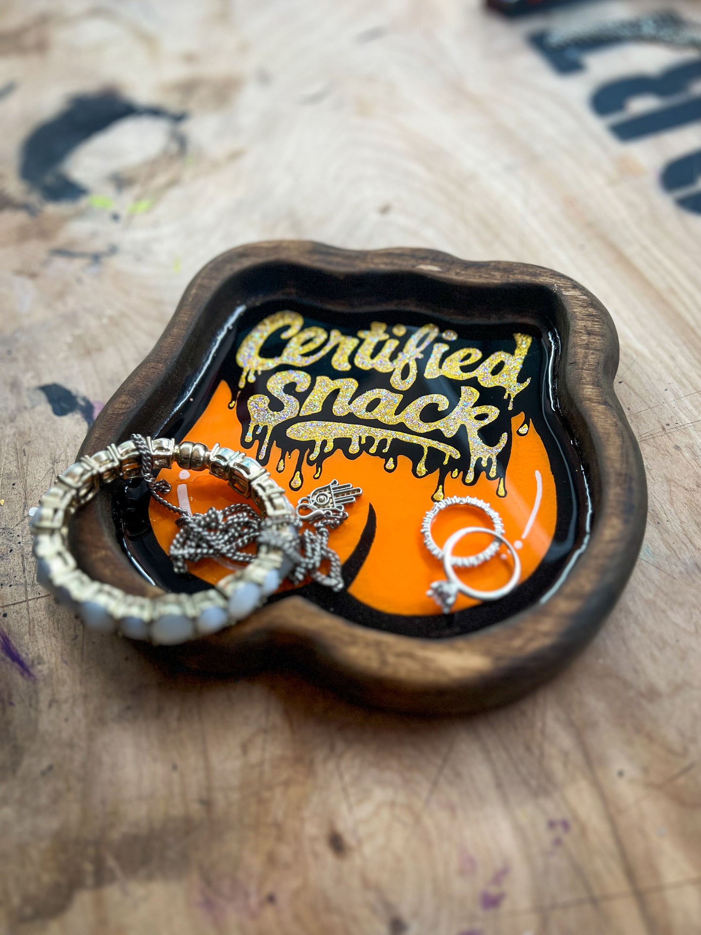 Certified Snack Wood Catch-All Tray – Pop Art Resin Dish