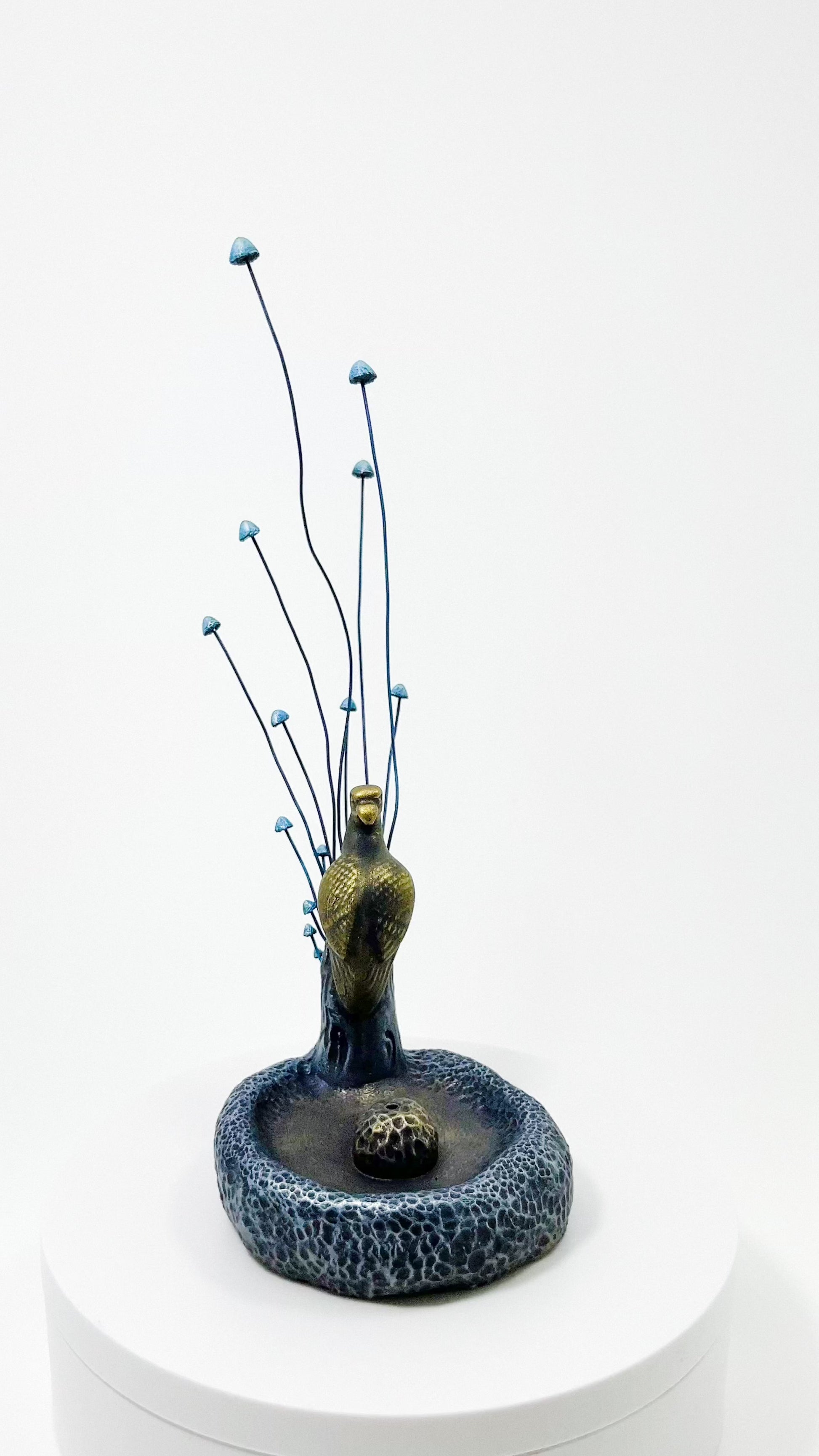 Bronze bird incense holder