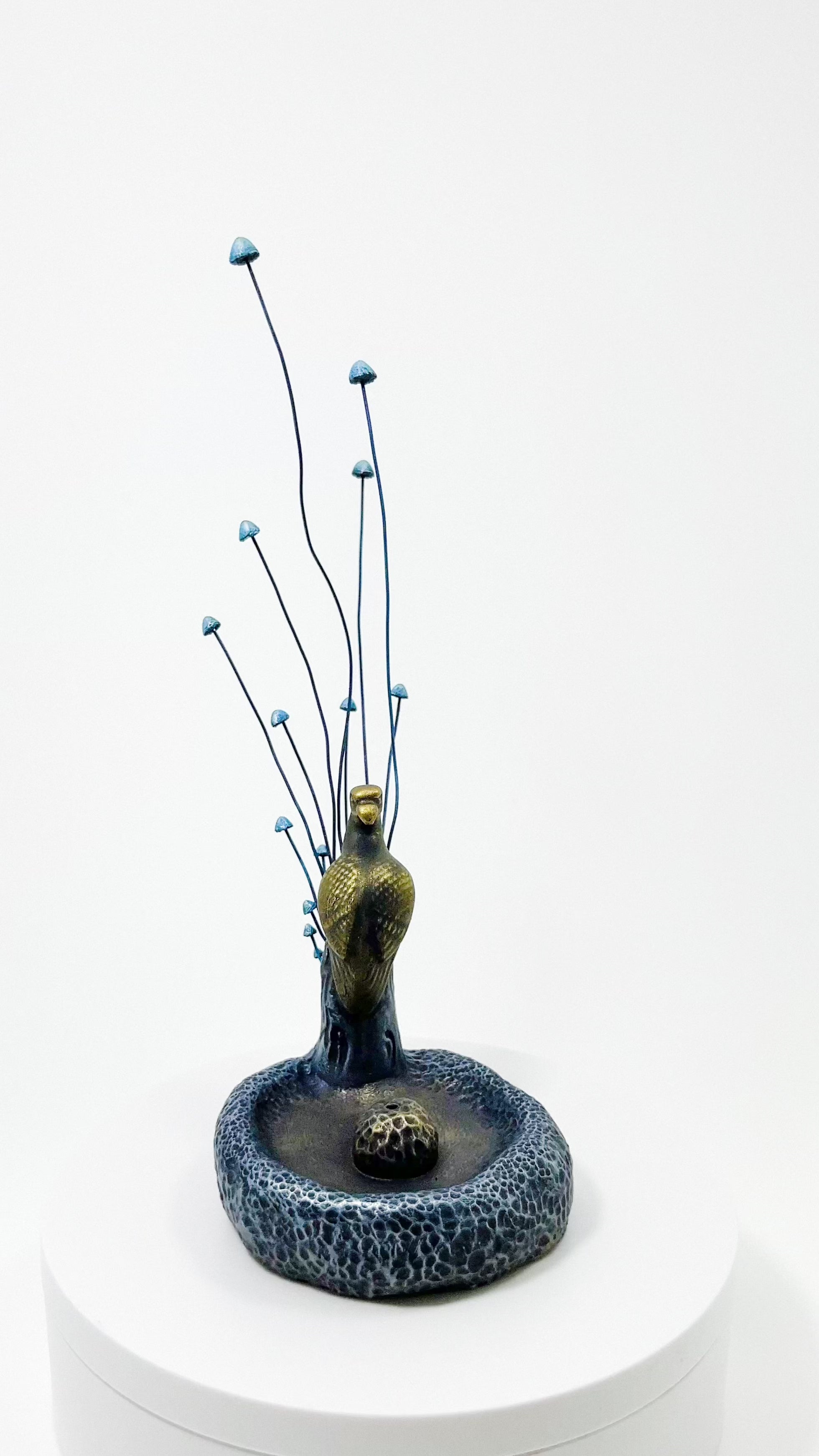 Bronze bird incense holder